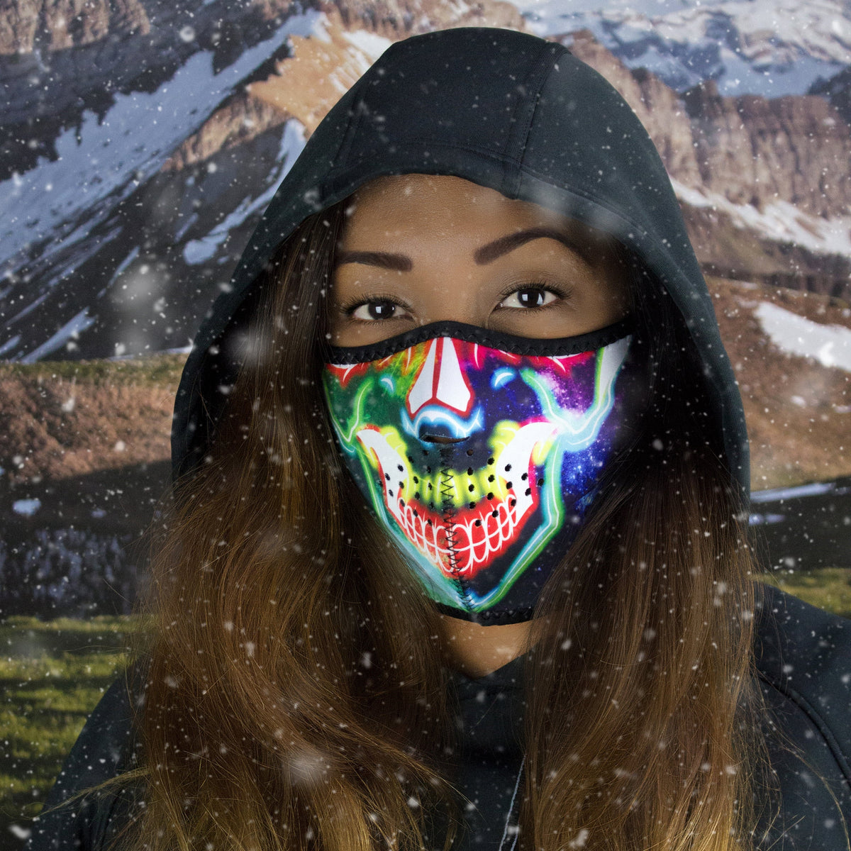 ZANheadgear Multi-Color Skull Neoprene Half Mask-1