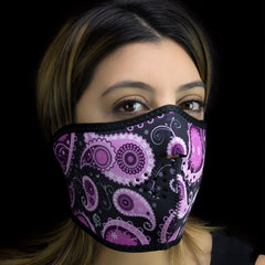 ZANheadgear Half Mask Neoprene Purple Paisley-1