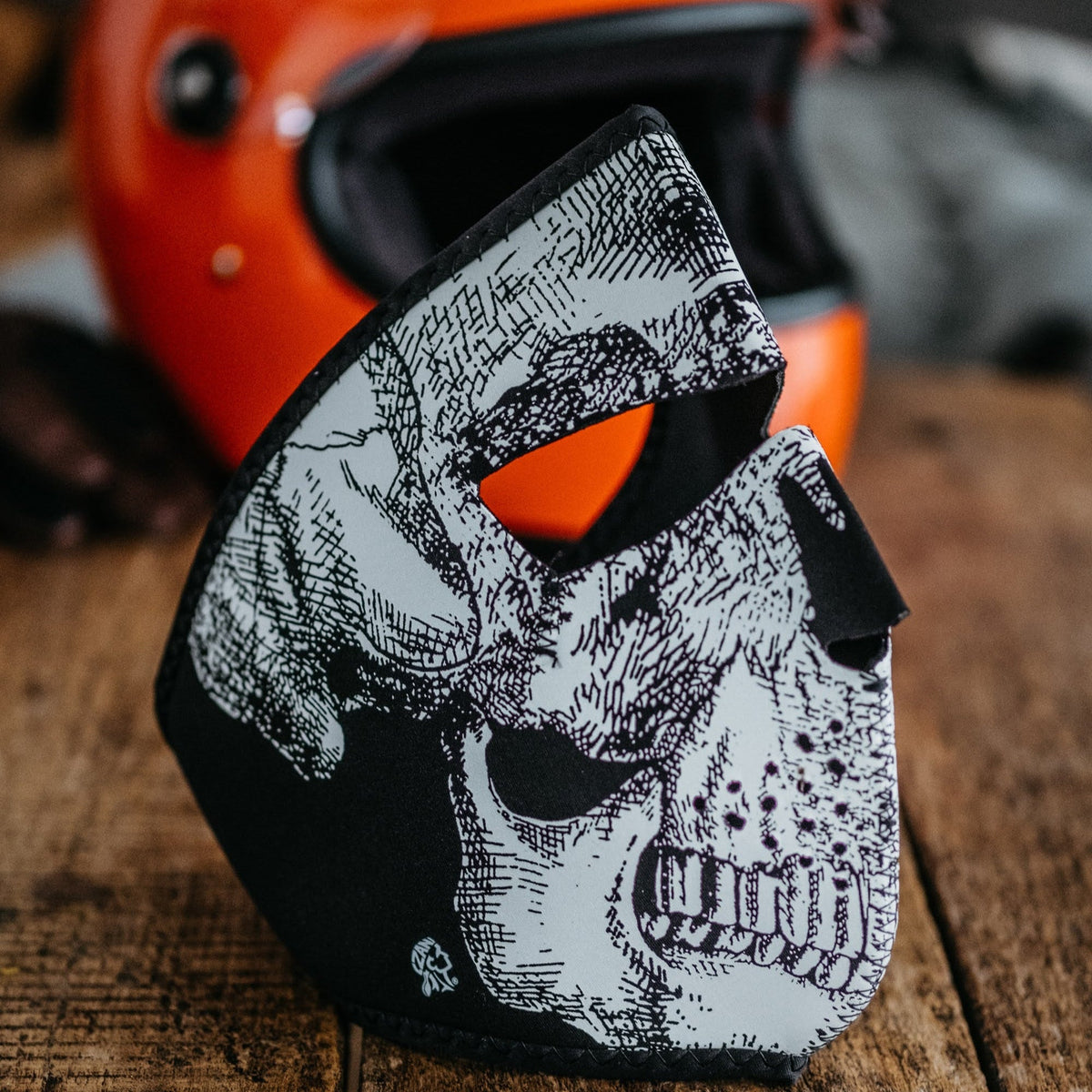 ZANheadgear Full Mask Neoprene Black & White Skull Face-2