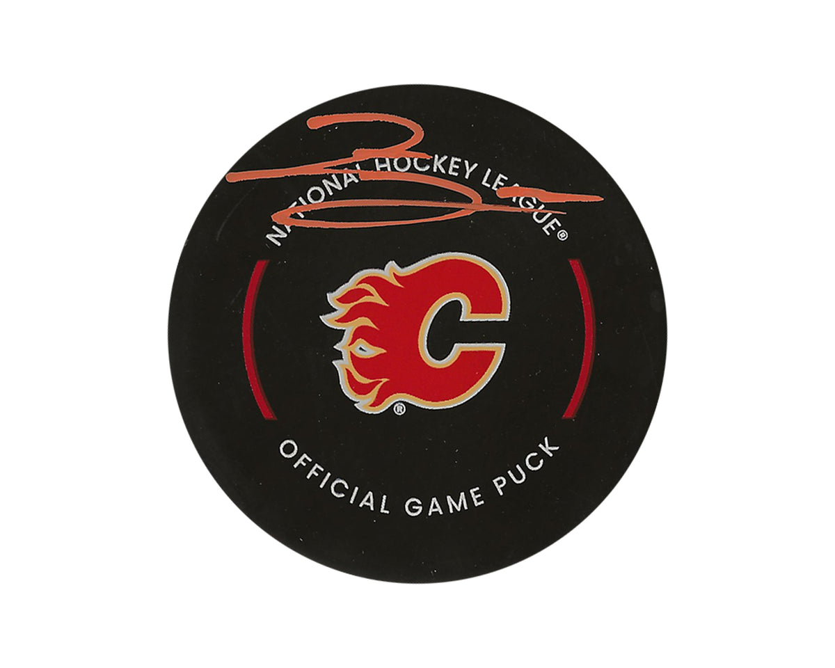 Zayne Parekh Autographed Calgary Flames Official Game Puck-1