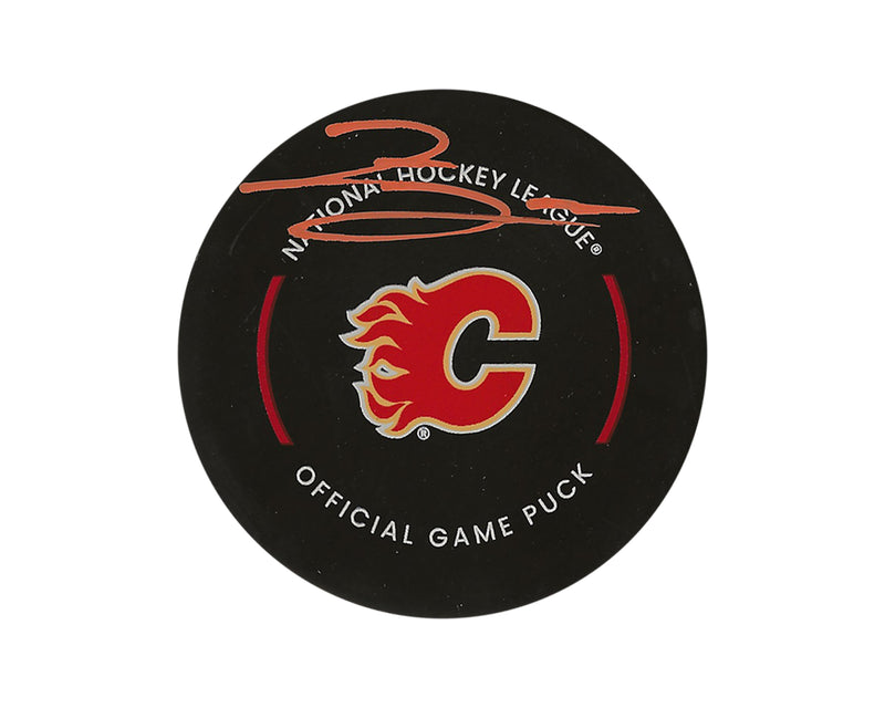 Zayne Parekh Autographed Calgary Flames Official Game Puck-1