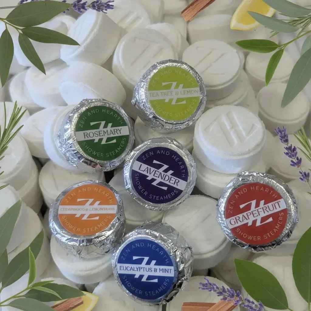 Zen & Hearth – Pastillas de ducha personalizadas | Bombas de aromaterapia para ducha personalizadas para la relajación: elija lavanda, eucalipto, pomelo y más