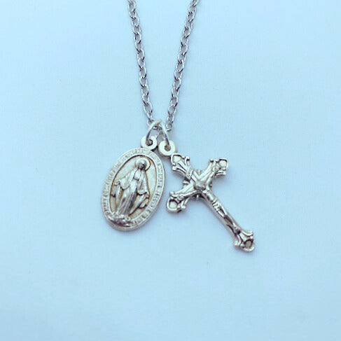 Crucifix Necklace with Miraculous Medal