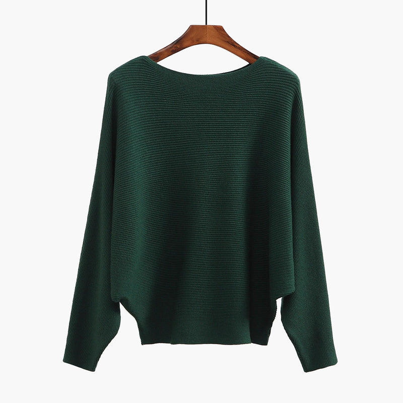 Women’s Halter Neck Batwing Knit Pullover Top – Stretchy Relaxed-Fit Casual Sweater-17