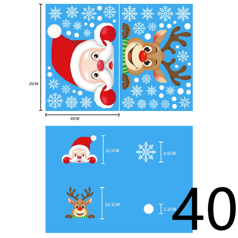 Christmas Decorations Glass Electrostatic Stickers-40