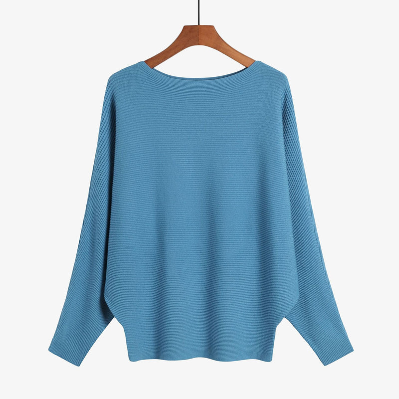 Women’s Halter Neck Batwing Knit Pullover Top – Stretchy Relaxed-Fit Casual Sweater-13