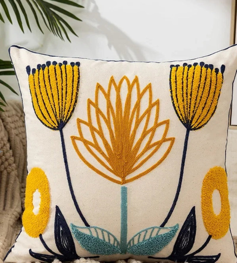 Decorative Floral Embroidered Pillow Cover-22