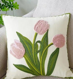 Decorative Floral Embroidered Pillow Cover-16