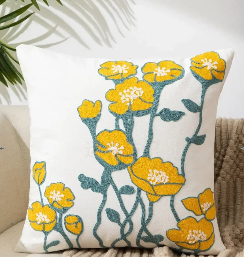 Decorative Floral Embroidered Pillow Cover-15