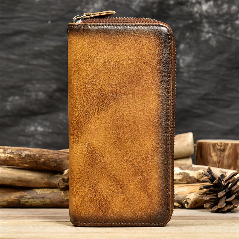 Men Genuine Leather Embossed Long Wallet Vintage Business Clutch-5