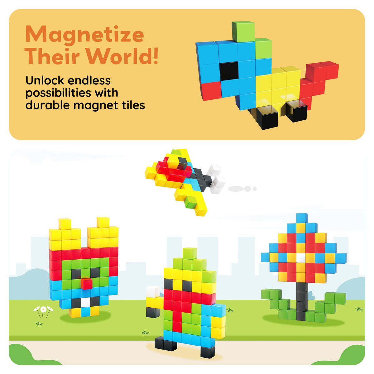 PicassoTiles - PicassoTiles 60pc 1.2" Magnetic Cubes Set - Ages 3+-7