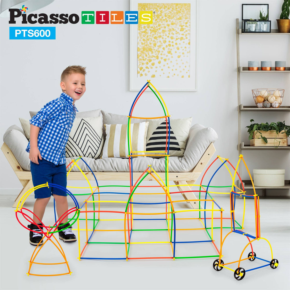 PicassoTiles - PicassoTiles 600pc Straw Building Set - Ages 3+-3