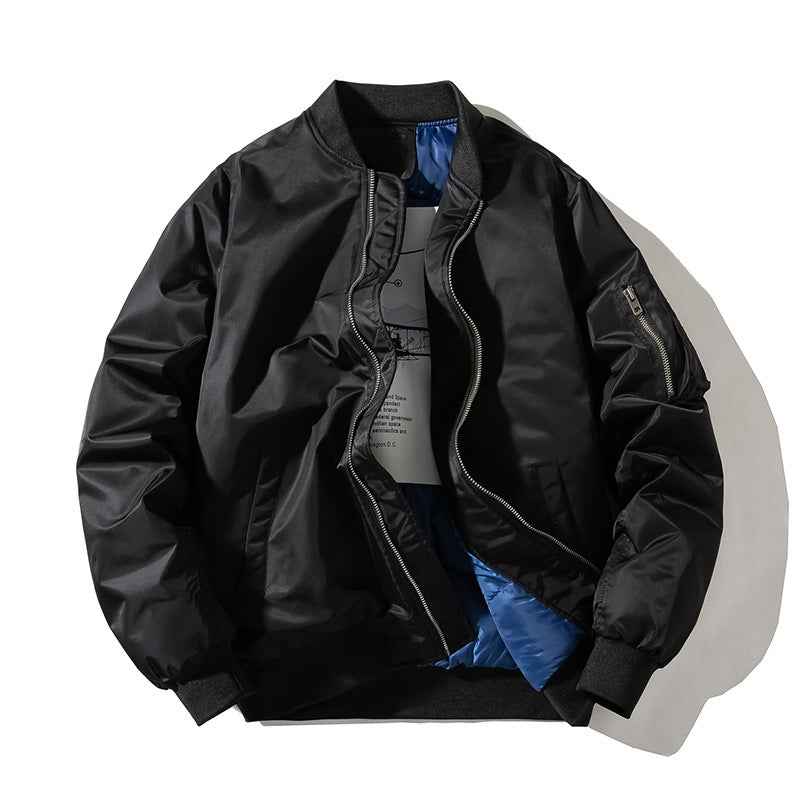 Men's Solid Pilot Bomber Jacket-5
