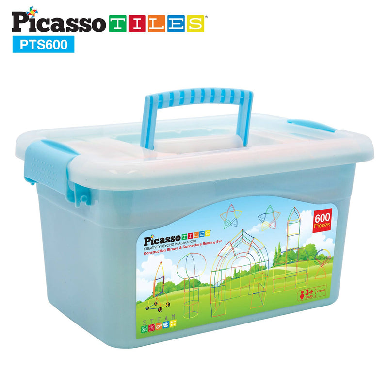 PicassoTiles - PicassoTiles 600pc Straw Building Set - Ages 3+-7