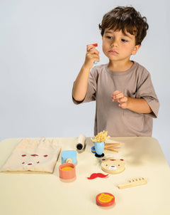 Mentari Toys Wooden Barber Set - Pretend Play Shaving Set - Ages 3+-3