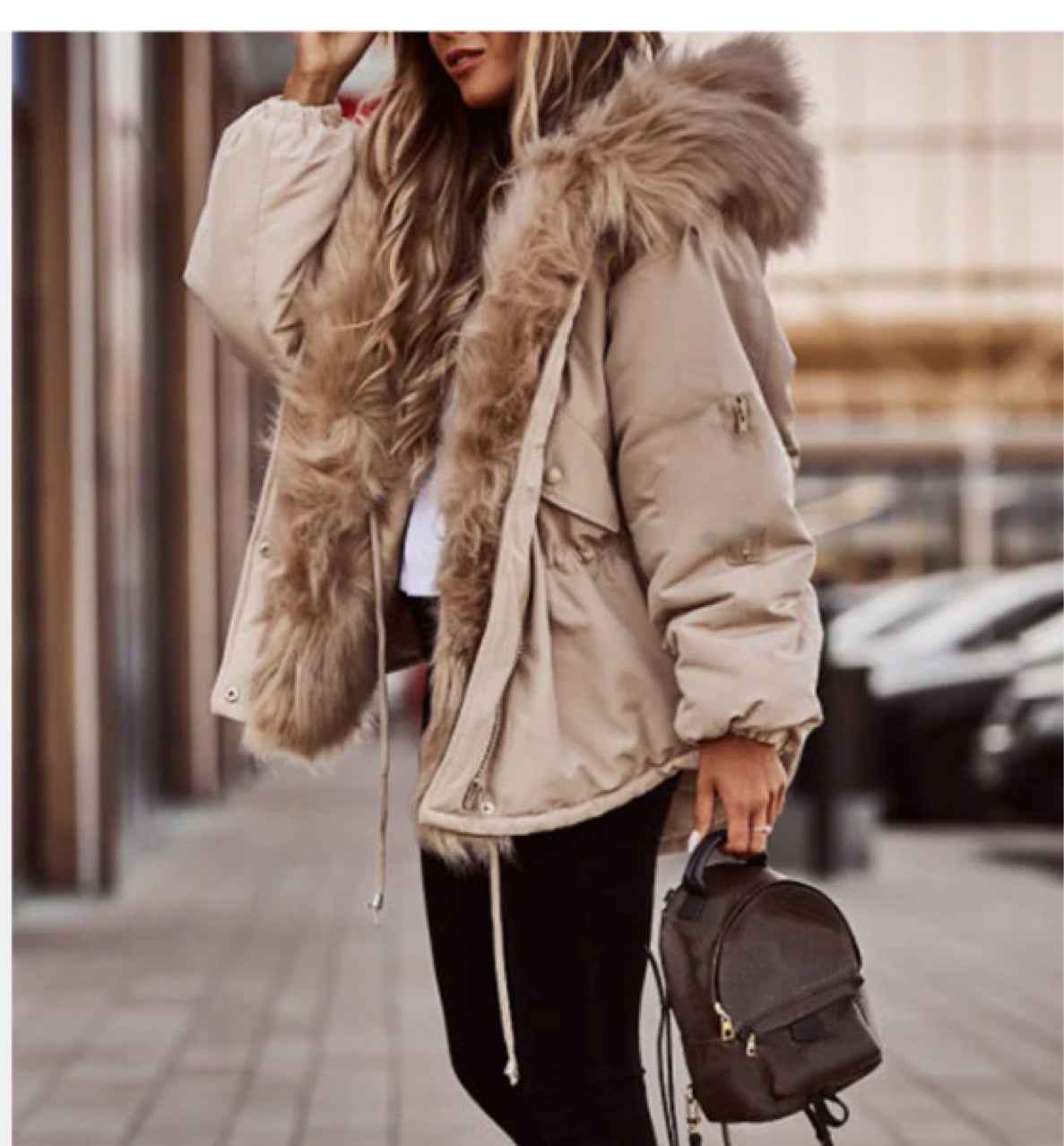 Ladies New Fur Collar Parka Cotton-Padded Jacket-4
