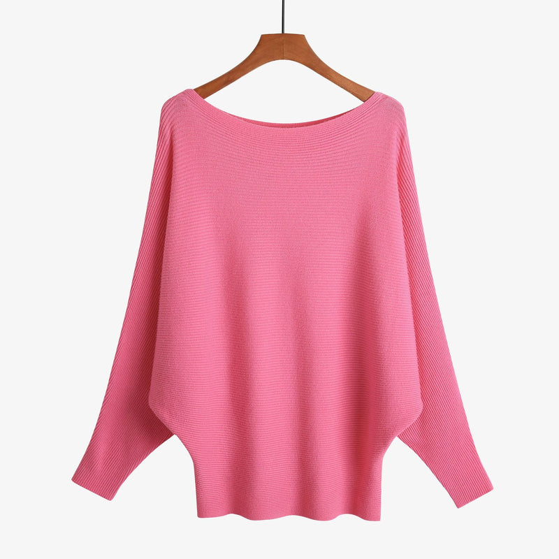 Women’s Halter Neck Batwing Knit Pullover Top – Stretchy Relaxed-Fit Casual Sweater-4