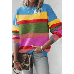 Women’s Retro Drop-Shoulder Sweater – Round Neck Casual Loose-Fit Pullover-3