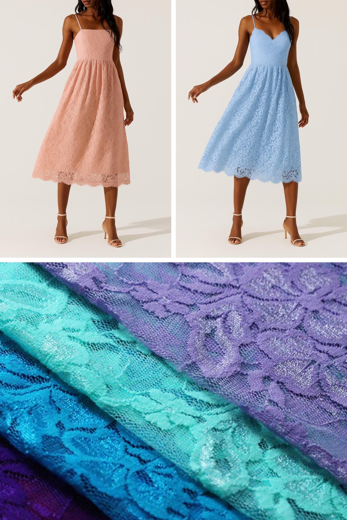 Floral Cotton Blend Lace Fabric: 54" Wide, Lightweight Non-Stretch-9