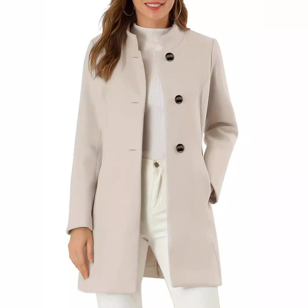 Women’s Solid Color Winter Coat – Casual Warm Long Sleeve Autumn & Winter Jacket-1