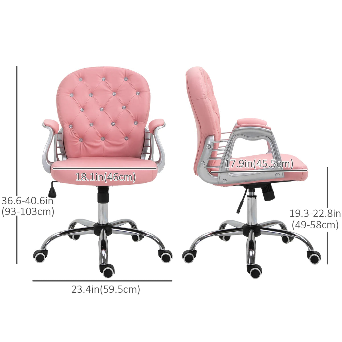 Pink Office Chair – Adjustable Height Computer Desk Chair with Tufted Back (United States & Canada Delivery Only)-5