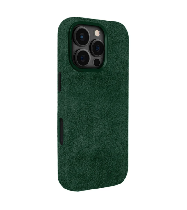 Green Alcantara Case For iPhone 16 Pro-3