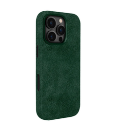 Green Alcantara Case For iPhone 16 Pro-3