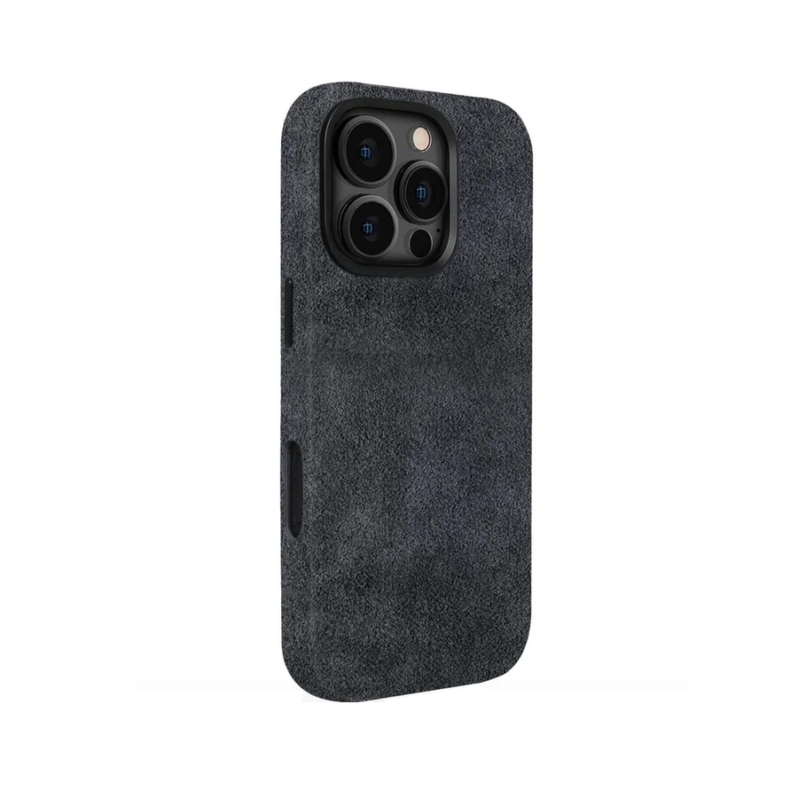 Grey Alcantara Case For iPhone 16 Pro-3