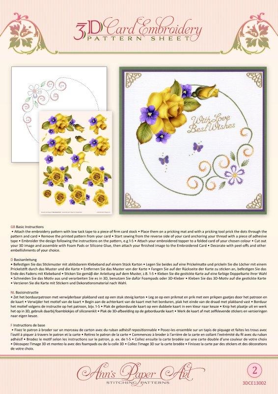 Ann Paper Embroidery Pattern - Yellow Rose-1