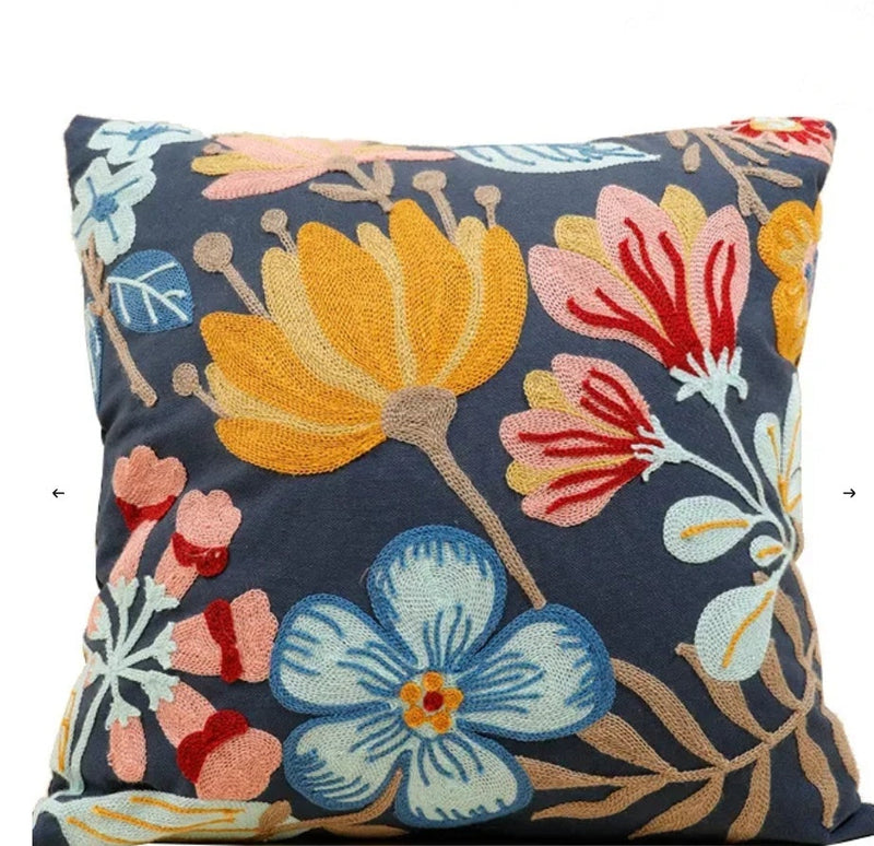 Decorative Floral Embroidered Pillow Cover-6