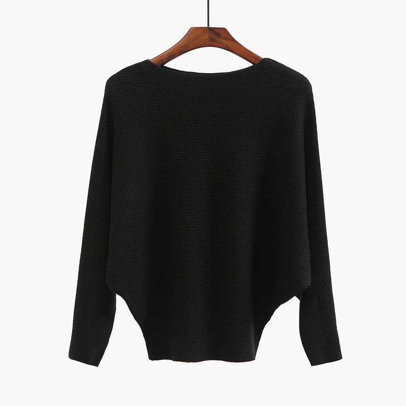 Women’s Halter Neck Batwing Knit Pullover Top – Stretchy Relaxed-Fit Casual Sweater-12