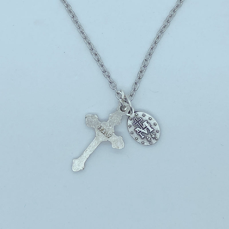 Crucifix with Enameled Miraculous Medal-2