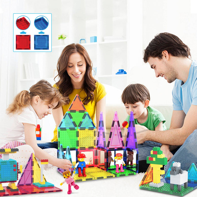 PicassoTiles - PicassoTiles 63pc Brick & Magnetic Tile Building Set - Ages 3+-5