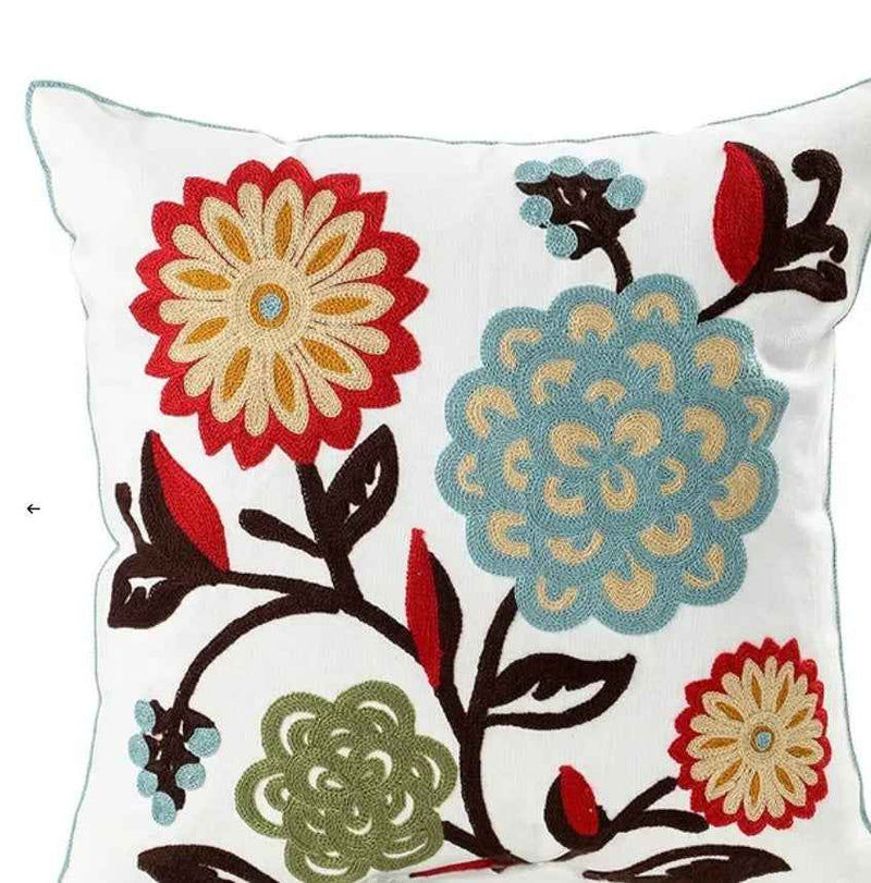 Decorative Floral Embroidered Pillow Cover-5
