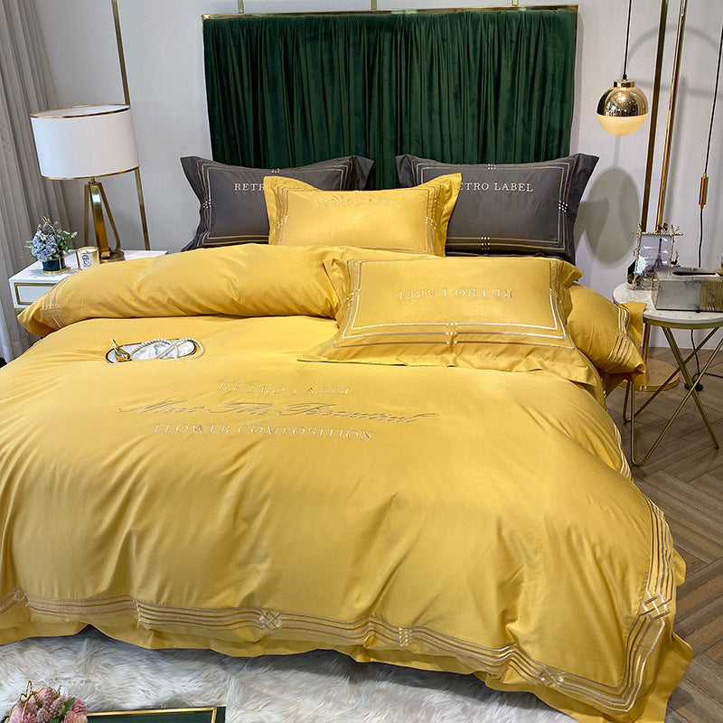 Tencel Embroidered Washed Cotton Bedding Set-12
