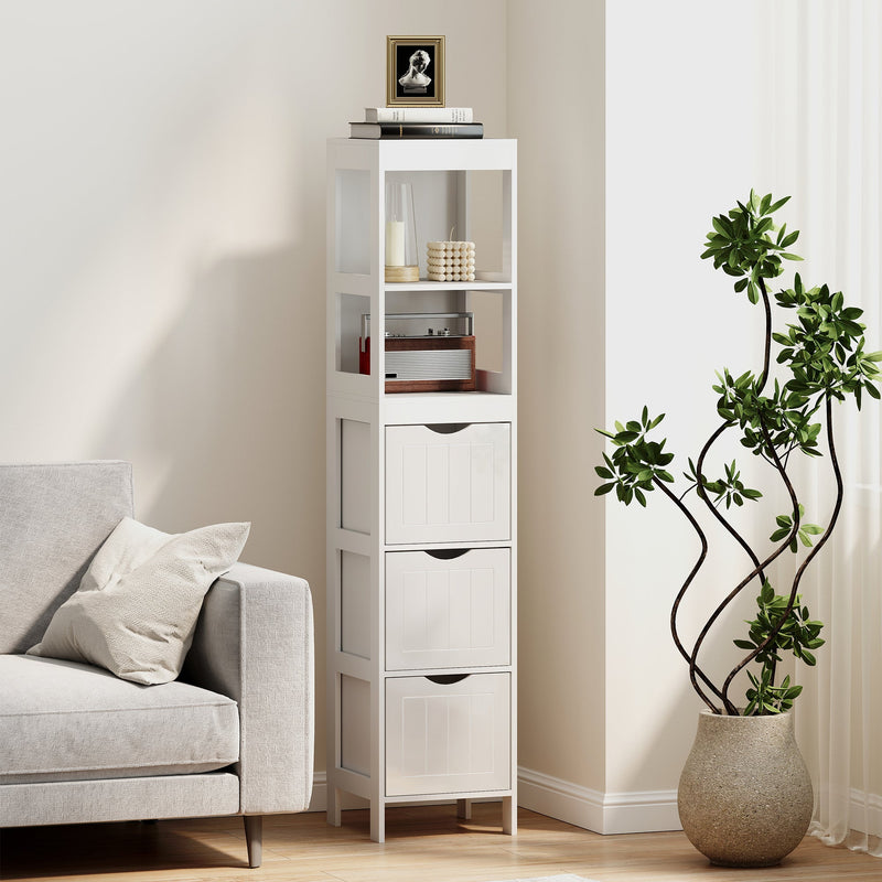 Slim Bathroom Cabinet with 3 Drawers & 2 Shelves-5
