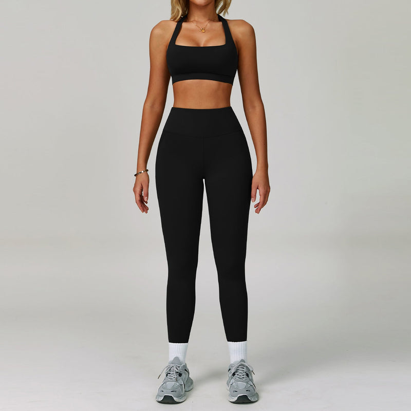 Women’s Backless Halter Yoga Workout Set – Tight-Fit Quick-Dry Activewear-10