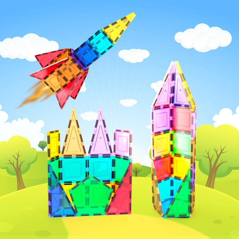PicassoTiles - PicassoTiles 32pc Rocket Magnetic Tile Building Set - Ages 3+-3