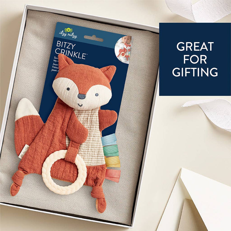 Itzy Ritzy - Fox Bitzy Crinkle™ Sensory Toy with Teether - Ages 0+-7