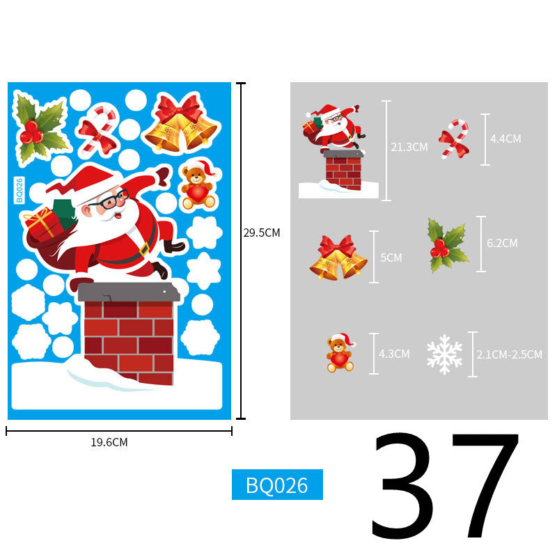 Christmas Decorations Glass Electrostatic Stickers-37