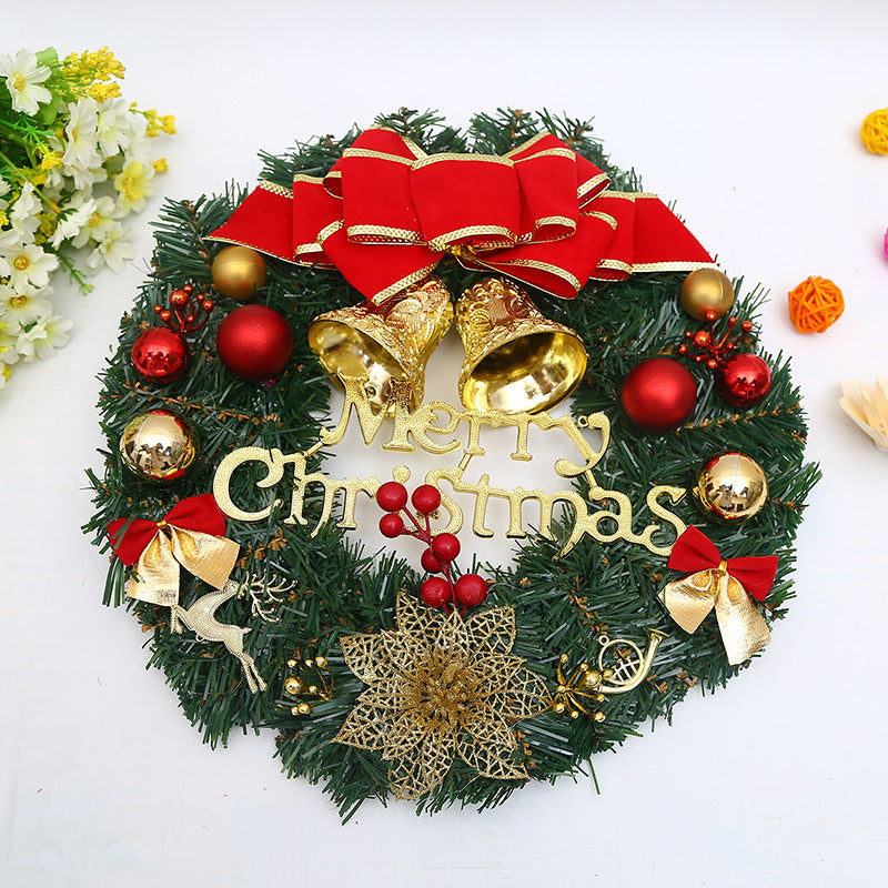 Wooden Christmas Garland Wreath Window Decoration – Red Berry Bowknot Holiday Decor, 30cm-2