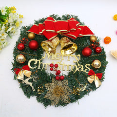 Wooden Christmas Garland Wreath Window Decoration – Red Berry Bowknot Holiday Decor, 30cm-2