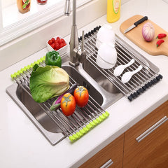 Folding Kitchen Drain Sink Rack Stainless Steel-1