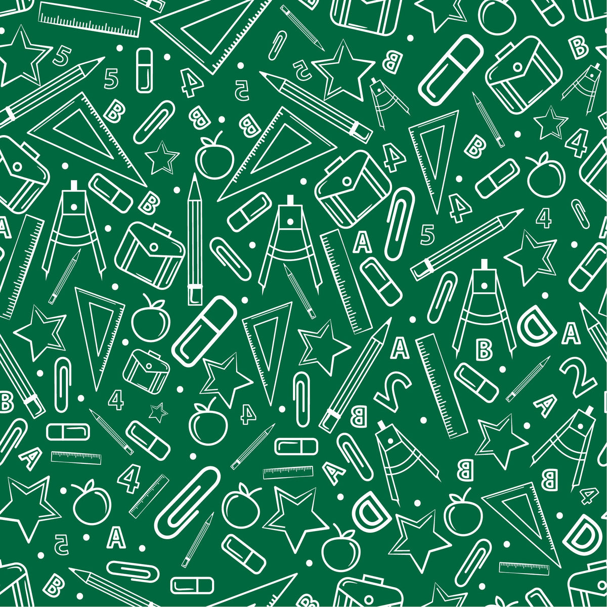 Craft HTV Back to School - School Supplies with Green background Pattern-1
