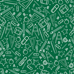 Craft HTV Back to School - School Supplies with Green background Pattern-1
