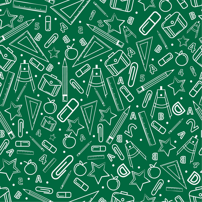 Craft HTV Back to School - School Supplies with Green background Pattern-1