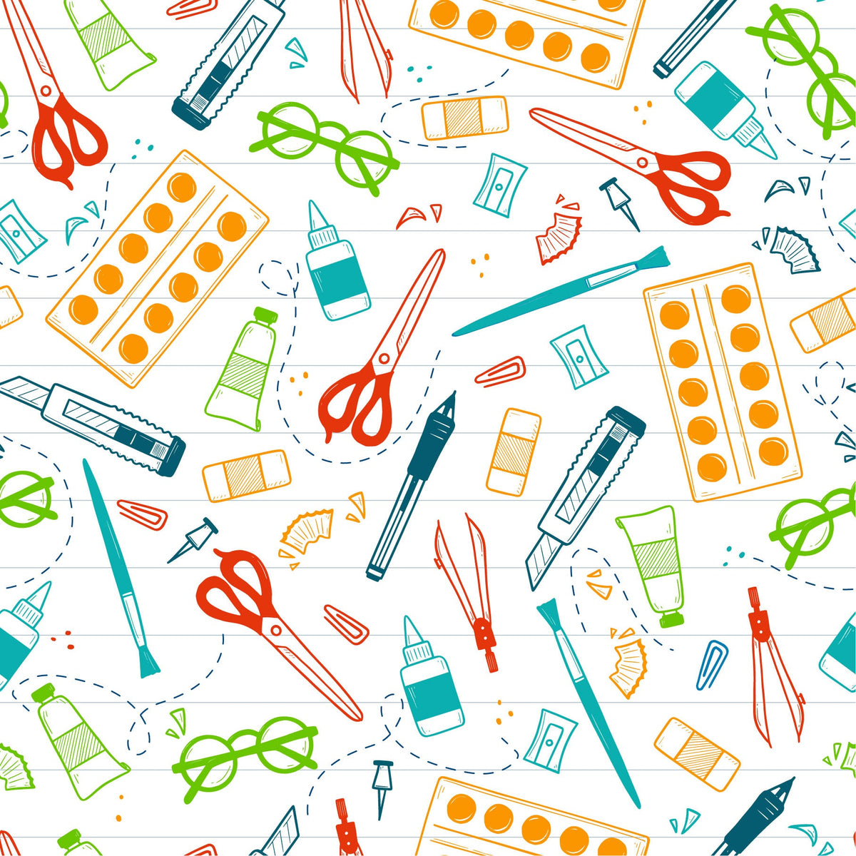 Back to School - School Supplies with Notebook Background Pattern Adhesive Vinyl-1