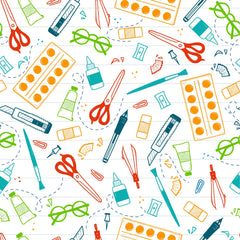 Back to School - School Supplies with Notebook Background Pattern Adhesive Vinyl-1