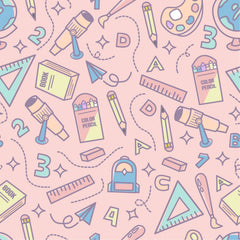 Craft HTV Back to School - School Supplies with Pastel Pink Background Pattern-1