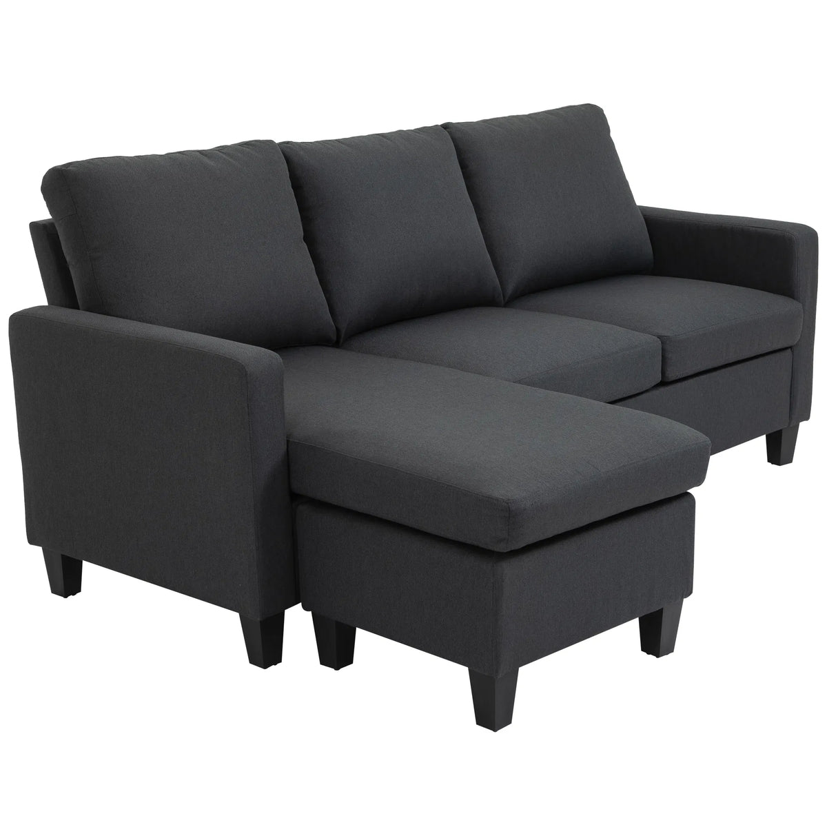 Dark Grey L-Shape Sectional Sofa with Ottoman – Modern Corner Couch for Living Room (United States & Canada Delivery Only)-2